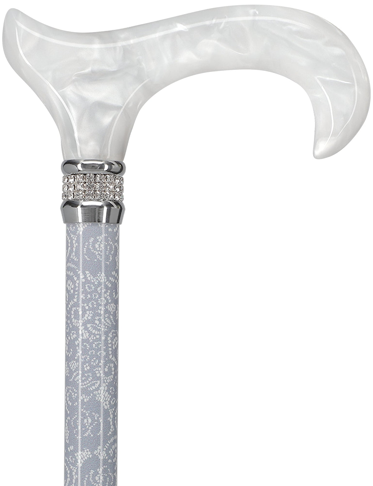 Graceful Lace Pearlz Folding Designer Adjustable Cane w/ Rhinestone collar