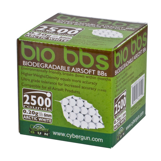 Biodegradable Airsoft White BBs 0.20G 6mm 2500 Count