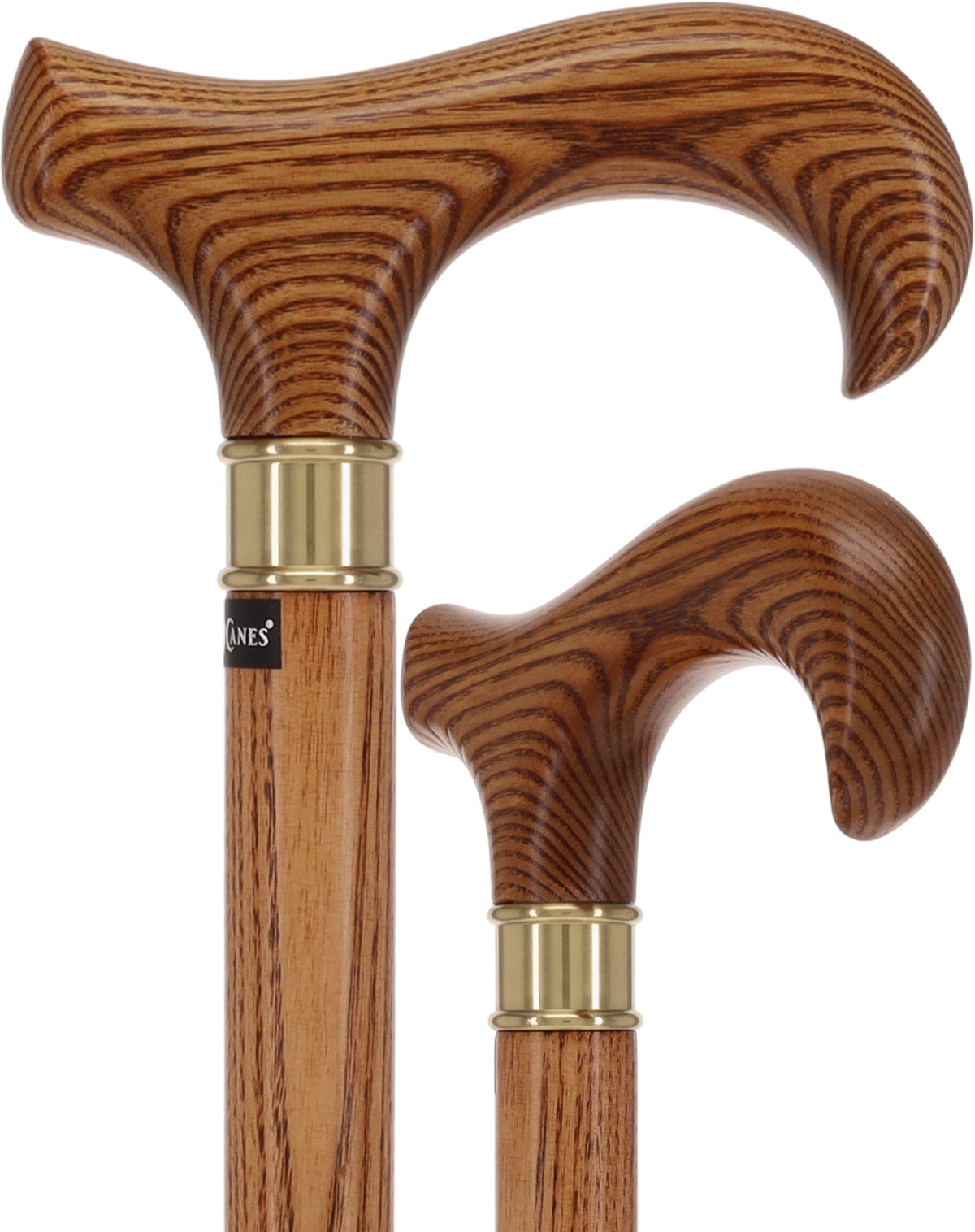 Super Strong Espresso Ash Wood Derby Cane - Elegant & Durable w/ Standard Option