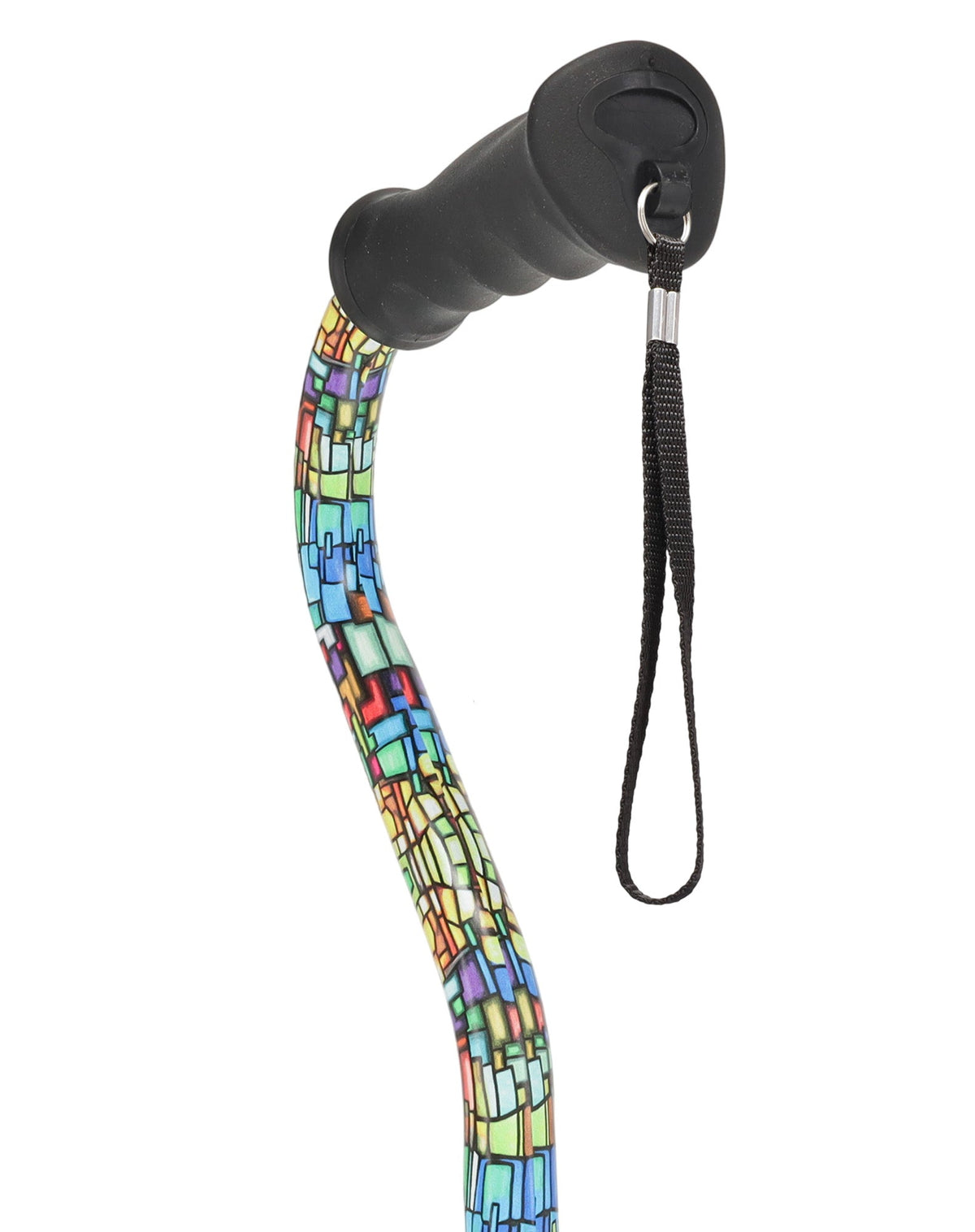 Mosaic Stained: Supportive Quad Base Cane - Comfort Grip