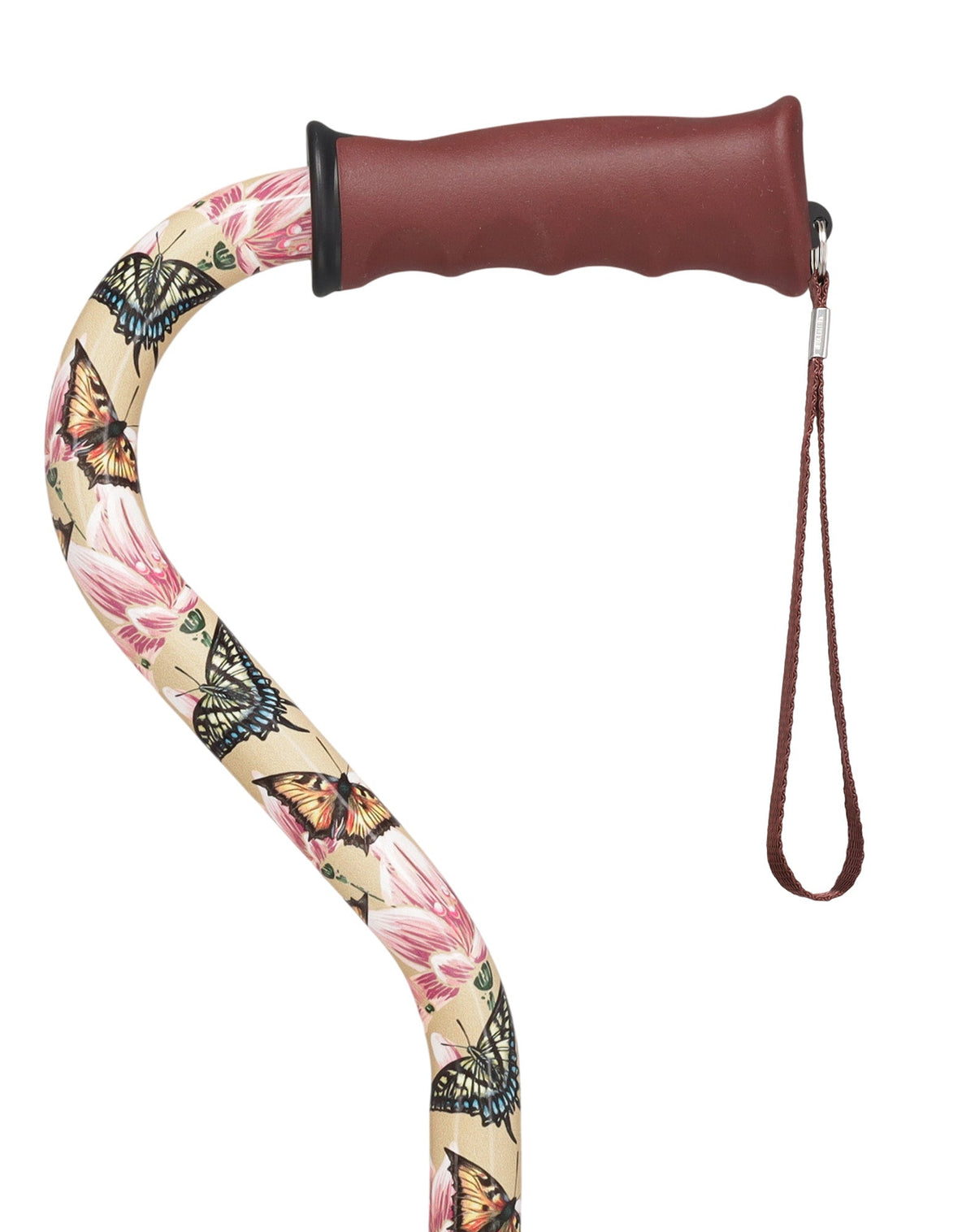 Lily and Butterfly Aluminum Convertible Quad Walking Cane with Comfort Grip - Adjustable Shaft