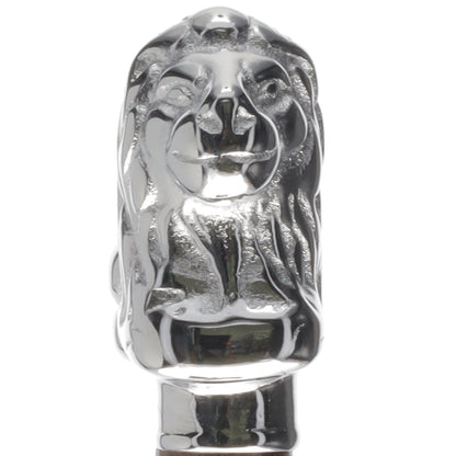 Chrome Lion Handle Walking Cane: Luxury Wenge Wood Shaft