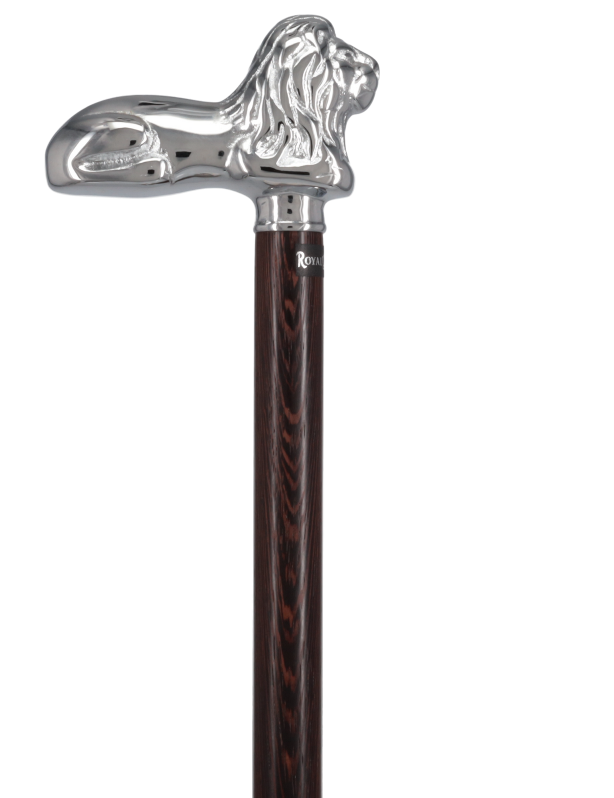 Chrome Lion Handle Walking Cane: Luxury Wenge Wood Shaft