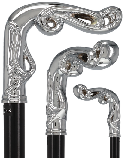 Luxury Silver Vine Design Fritz Cane - Chrome Plated