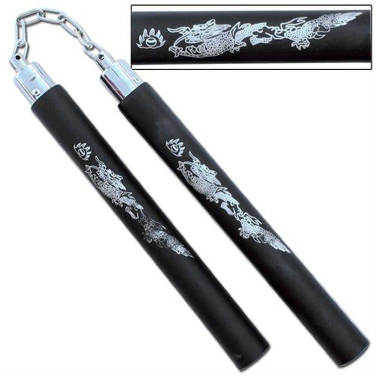 Silver Dragon Practice Foam Nunchaku Black - TOPHATTER'S ARMORY DEALS