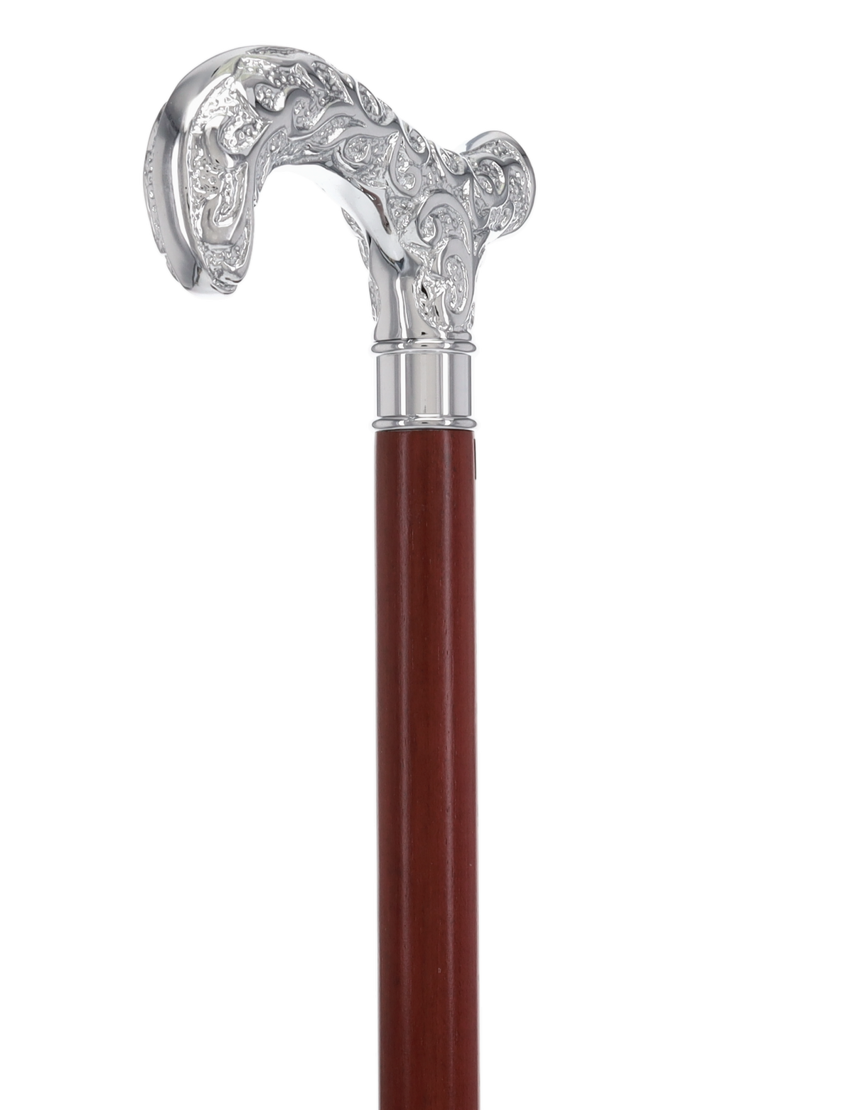 Super Strong Silver Scrollwork Derby: Luxury Silver-Plated Handle, Extra Long