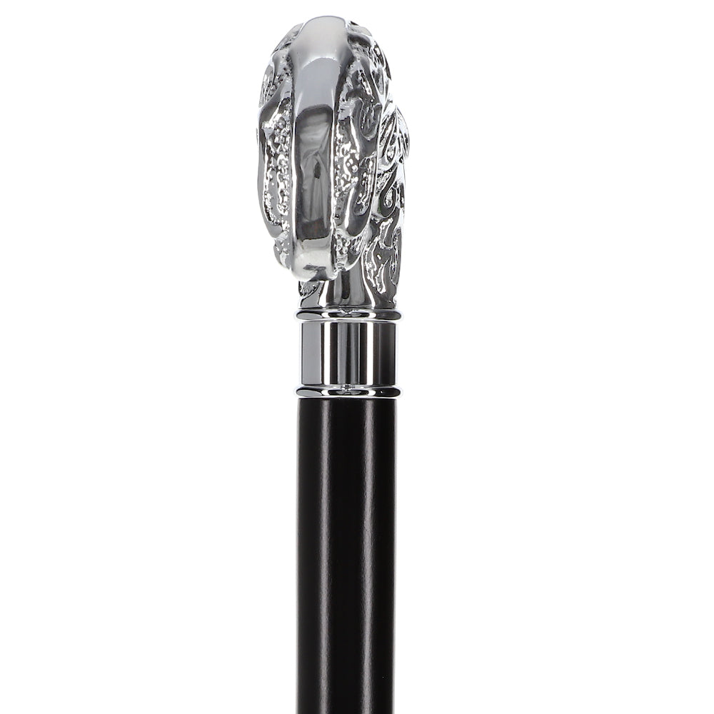 Super Strong Silver Scroll Derby Cane: Beechwood, Silver
