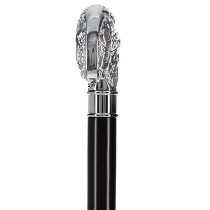 Super Strong Silver Scroll Derby Cane: Beechwood, Silver