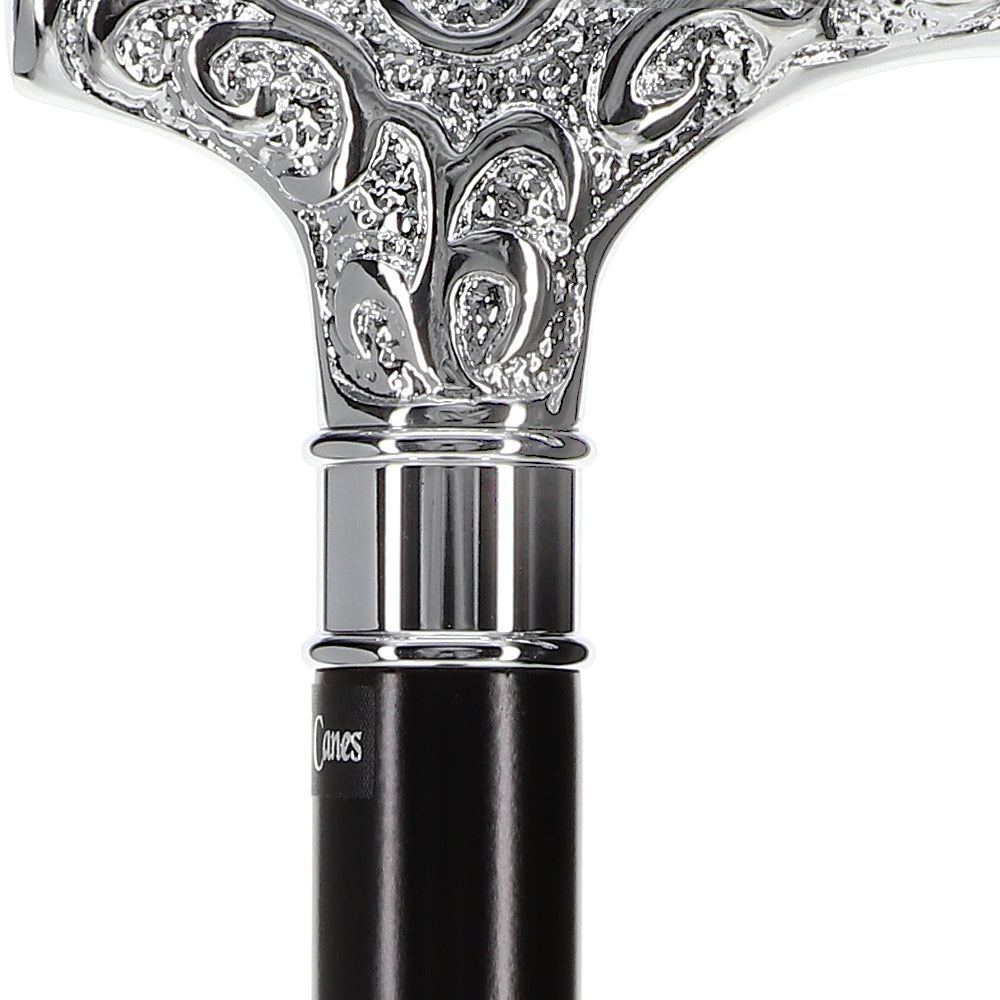 Super Strong Silver Scroll Derby Cane: Beechwood, Silver