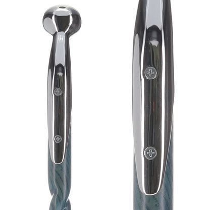 Twisted Blue Ash & Hame Chrome Walking Stick