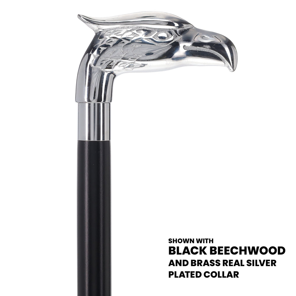 Eagle Premium Chrome Brass Handle Cane: Custom Shaft & Collar