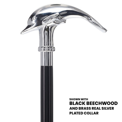 Dolphin Premium Chrome Brass Cane: Custom Shaft & Collar