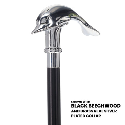 Dolphin Premium Chrome Brass Cane: Custom Shaft & Collar