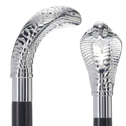 Chrome Plated Snake Handle Walking Cane w/ Custom Shaft and Collar