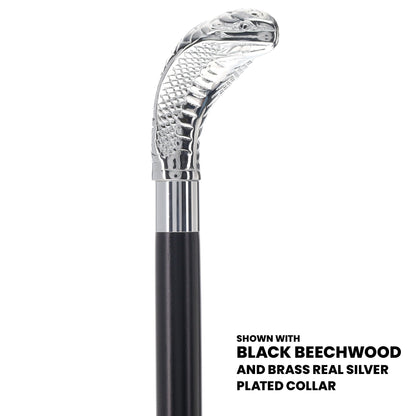 Chrome Plated Snake Handle Walking Cane w/ Custom Shaft and Collar