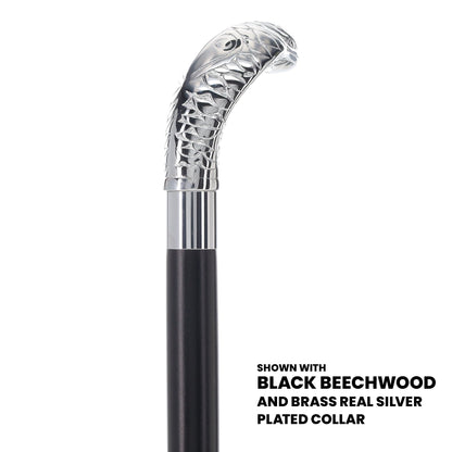 Chrome Plated Snake Handle Walking Cane w/ Custom Shaft and Collar