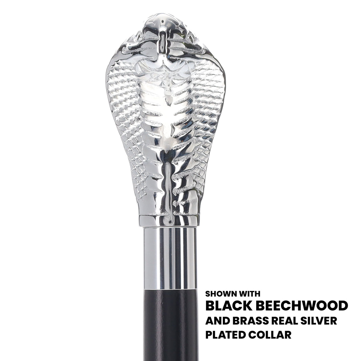 Chrome Plated Snake Handle Walking Cane w/ Custom Shaft and Collar