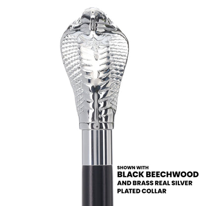 Chrome Plated Snake Handle Walking Cane w/ Custom Shaft and Collar