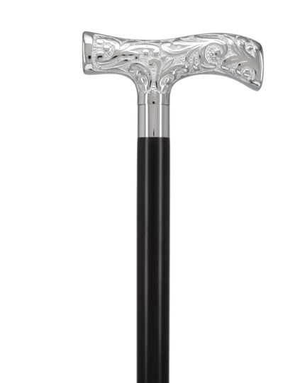 T-Handle Premium Chrome Brass Cane: Custom Shaft & Collar