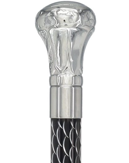 Knob Premium Chrome Brass Cane: Laser-Etched Custom Shaft