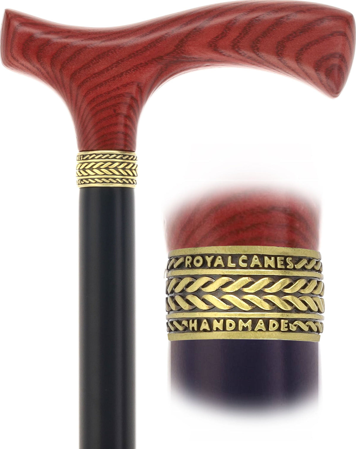 Fritz Comfort Handle - Standard Size (Mahogany, Black, Pewter Collar)