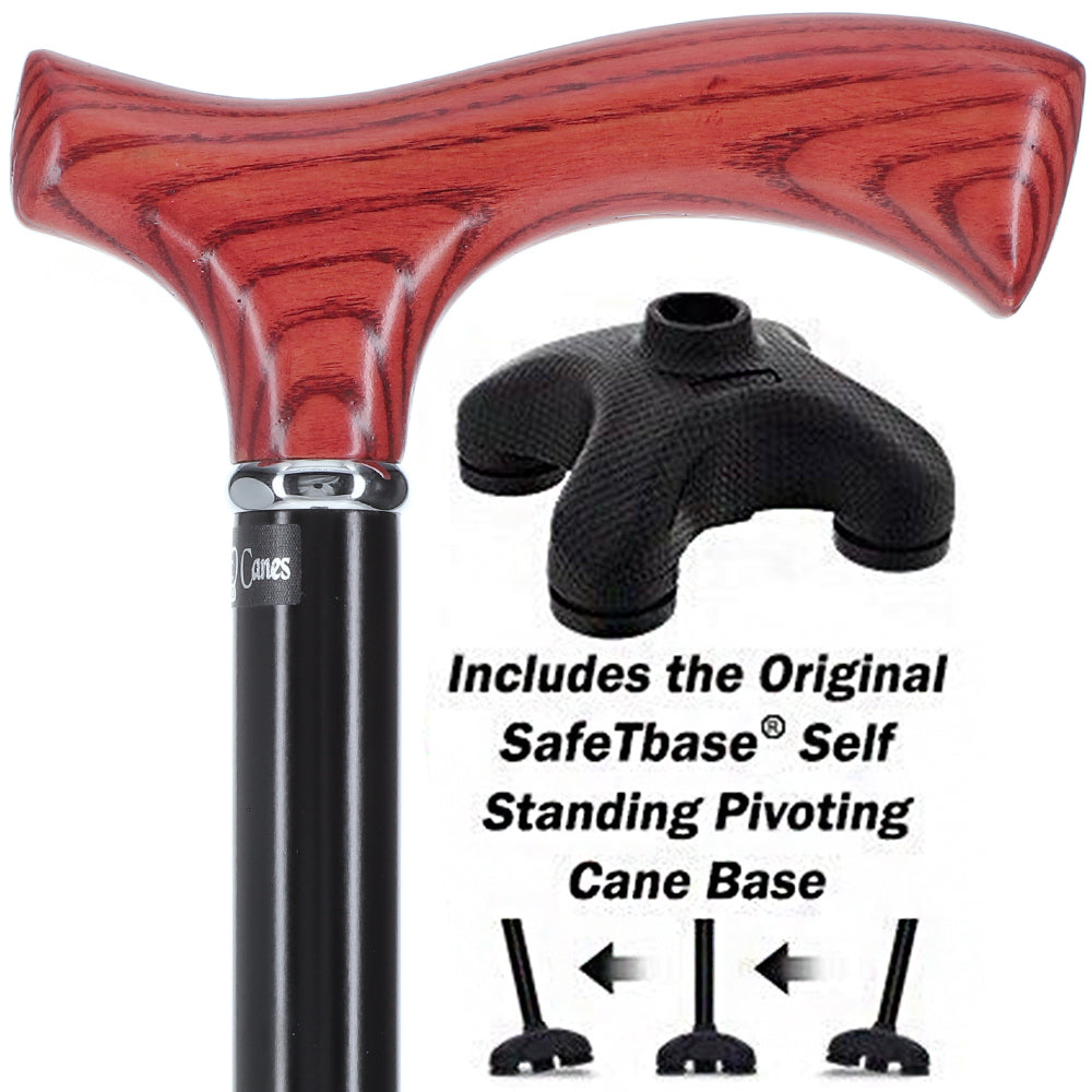 Genuine Mahogany Ash Fritz Cane - Extra Stability w/ SafeTbase