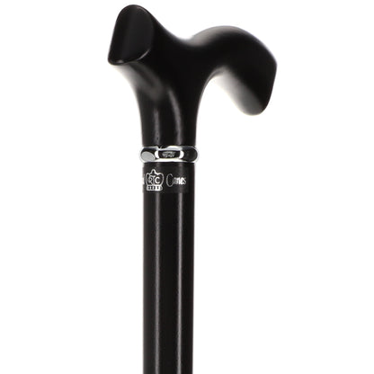 Sleek Black Fritz Walking Cane, Beechwood w/ Silver Collar