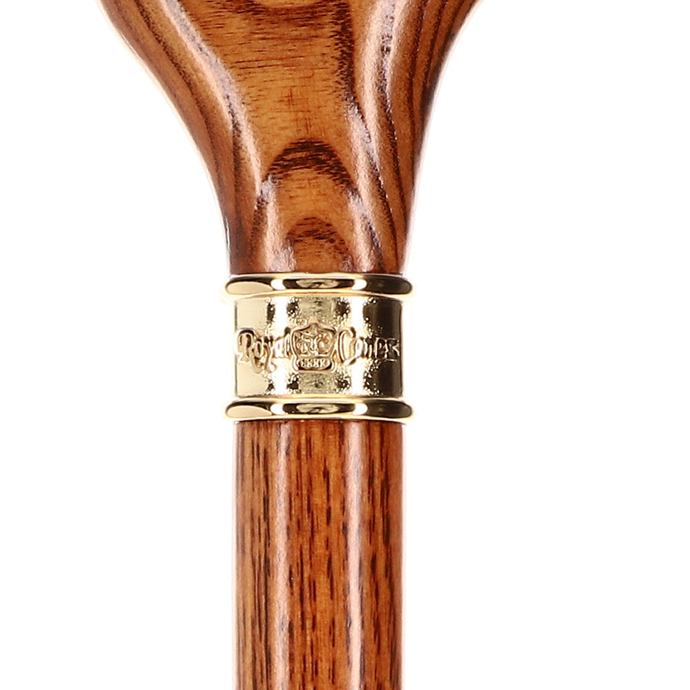 Scratch and Dent Hand-Specific Espresso Cane: Ash, Embossed Brass Collar V3133