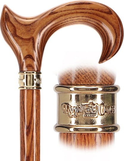 Scratch and Dent Hand-Specific Espresso Cane: Ash, Embossed Brass Collar V3133