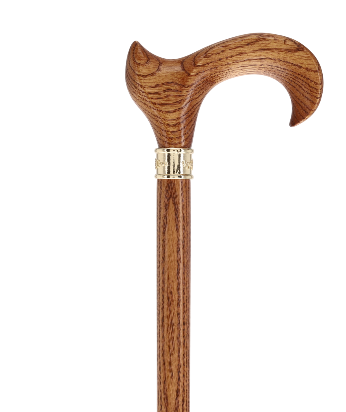 Genuine Oak Ergonomic Walking Cane with Embossed Collar