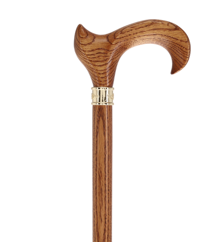 Genuine Oak Ergonomic Walking Cane with Embossed Collar