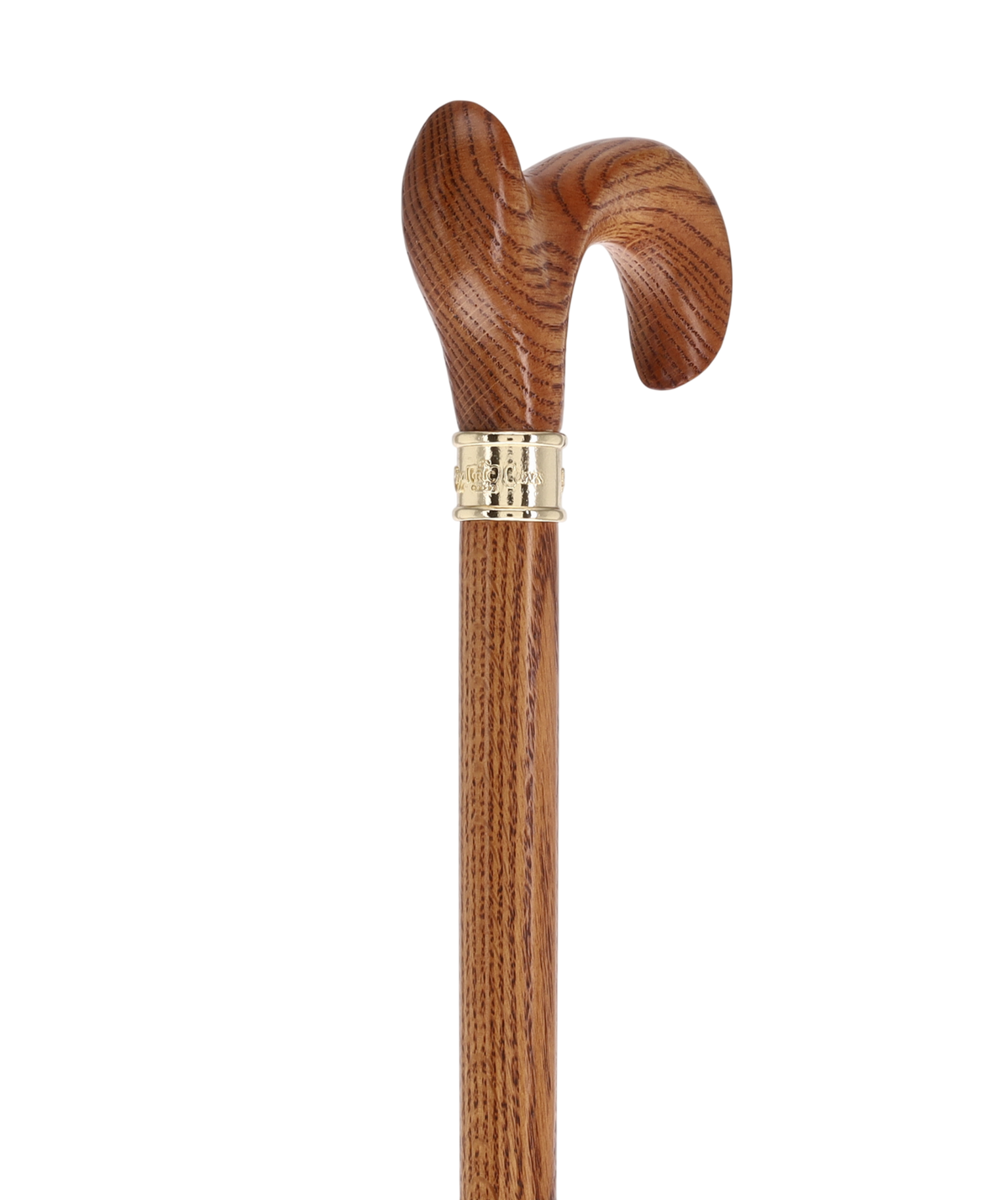 Genuine Oak Ergonomic Walking Cane with Embossed Collar