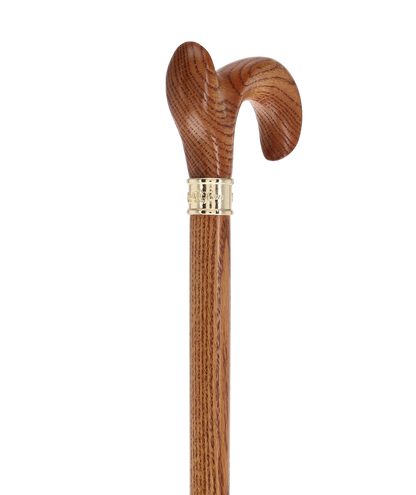 Genuine Oak Ergonomic Walking Cane with Embossed Collar