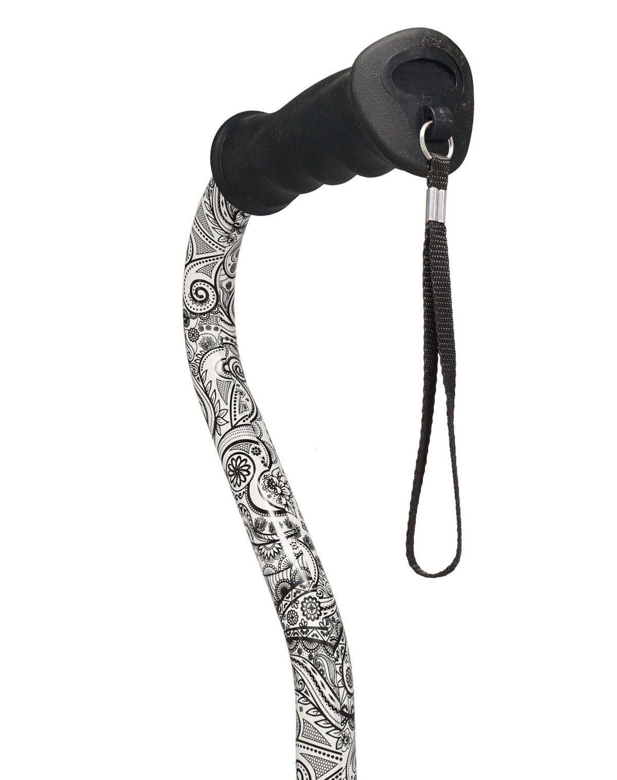 Black and White Convertible Quad Base Walking Cane with Comfort Grip - Adjustable Shaft
