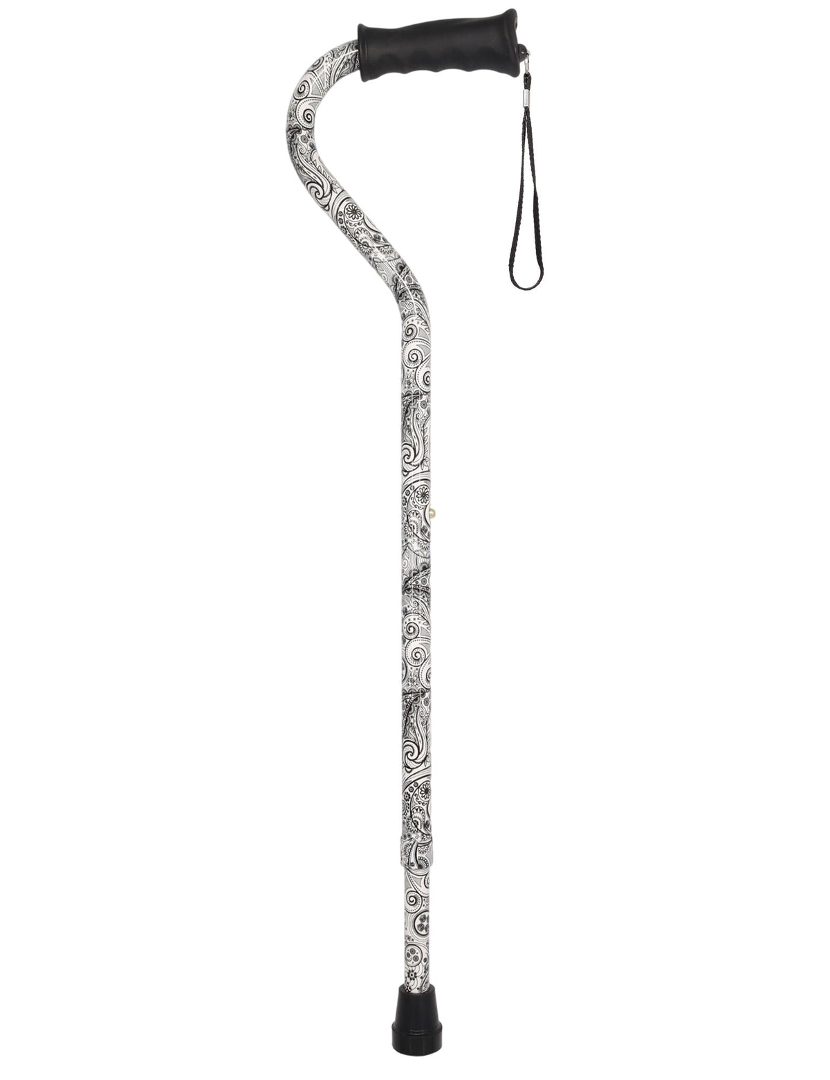 Black and White Convertible Quad Base Walking Cane with Comfort Grip - Adjustable Shaft