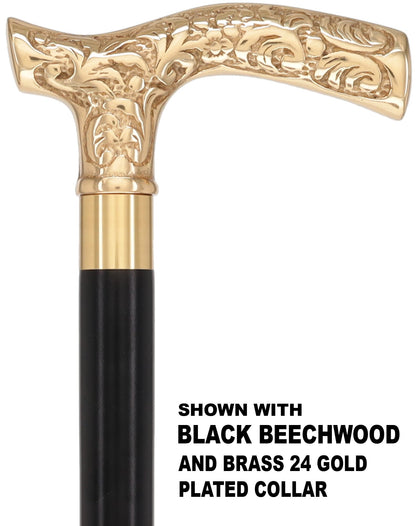 Brass Fritz Handle Walking Cane with Custom Shaft & Collar