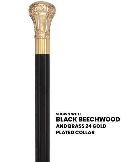 Premium Brass Knob Walking Cane: Custom Shaft & Collar