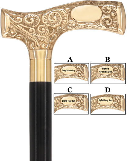 Father's Day Engraved Premium Brass Fritz Handle Walking Cane