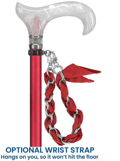 Crimson Red Pearlz Rhinestone Adjustable Orthopedic Derby Cane