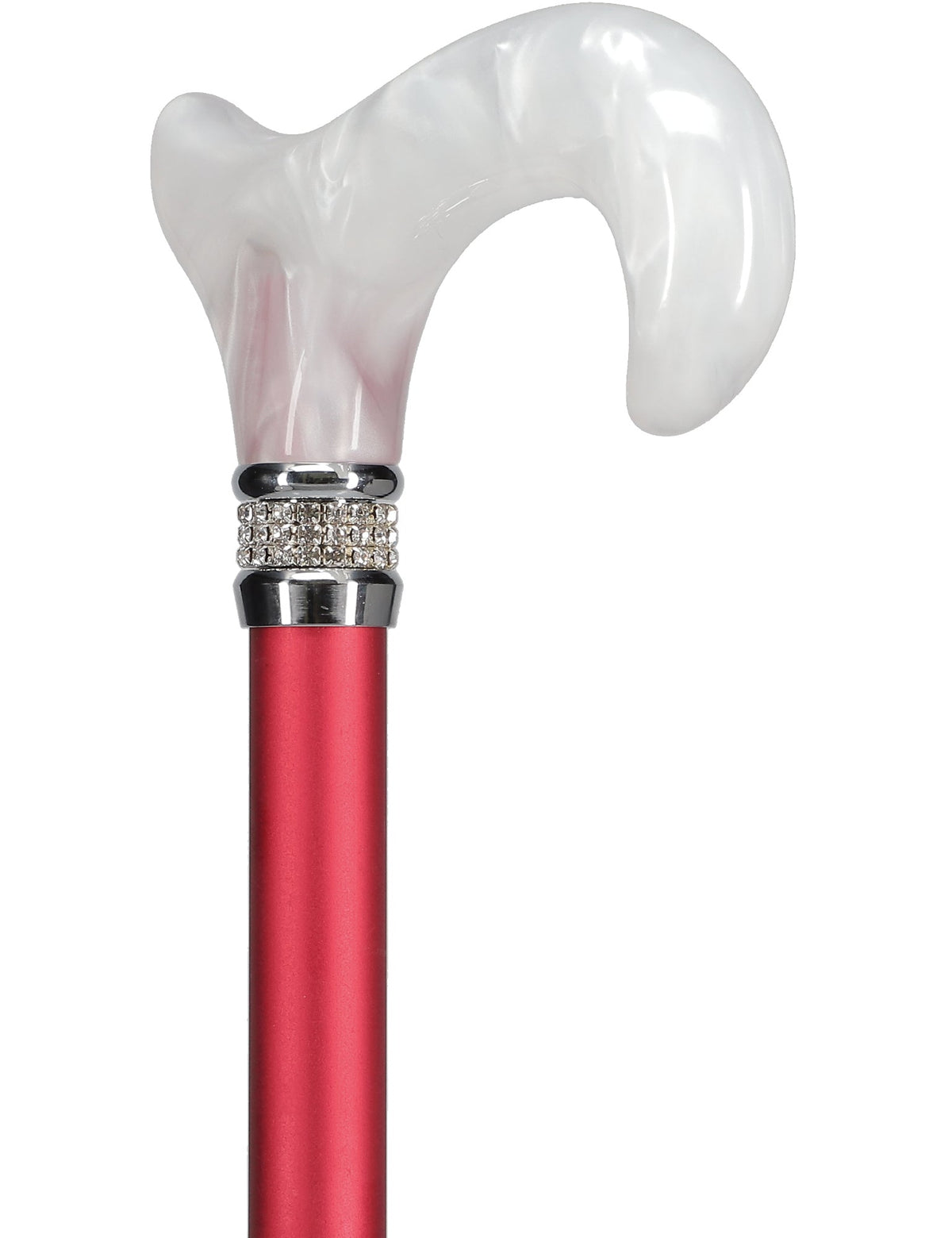 Crimson Red Pearlz Rhinestone Adjustable Orthopedic Derby Cane