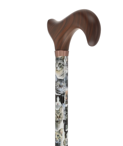 Cat Lovers-Designer Cane, Adjustable w/ wood Derby Handle
