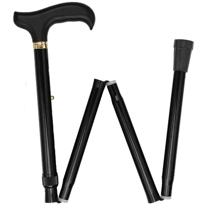 Black: Adjustable Folding Derby Walking Cane Wooden Handle