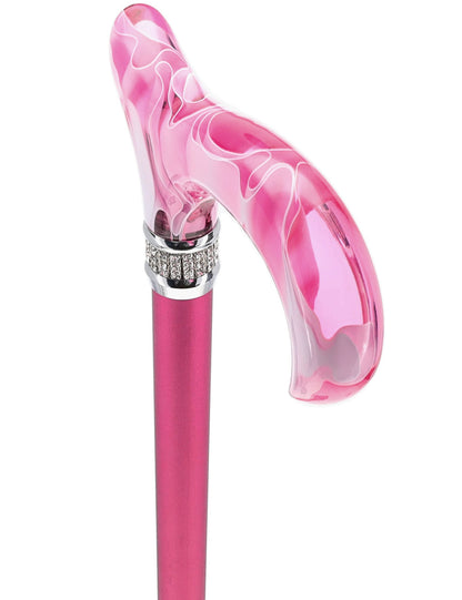 Chic Pink Pearlz Rhinestone Adjustable Orthopedic Derby Cane