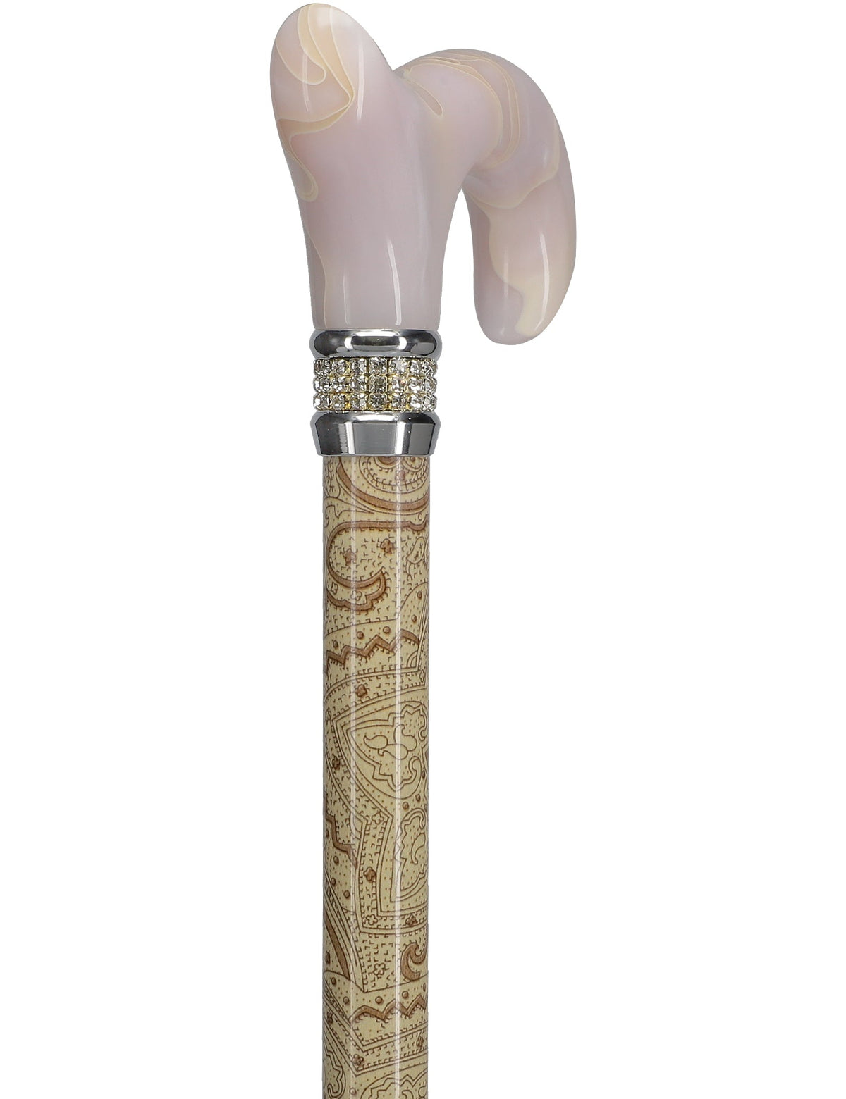 Rich Cream Pearlz Rhinestone Adjustable Orthopedic Derby Cane