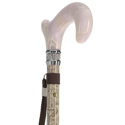 Crème Pearlz Designer Adjustable Orthopedic Folding Cane