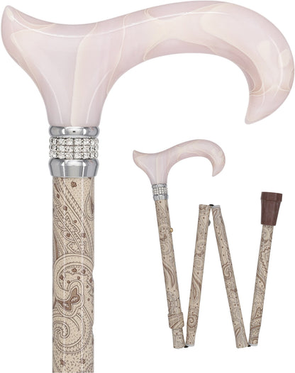 Crème Pearlz Designer Adjustable Orthopedic Folding Cane