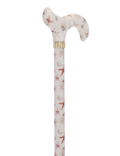 Watercolor Seashells: Designer Derby Cane Patterned Handle