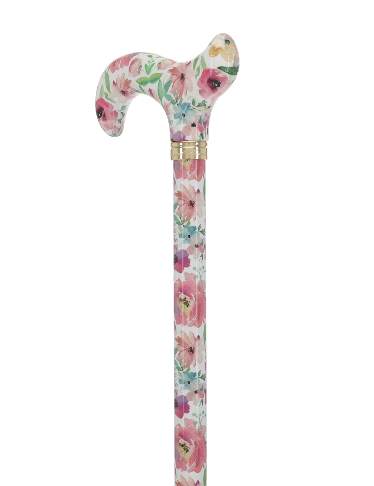 Watercolor Flowers: Designer Adjustable Cane w/ Patterned Handle