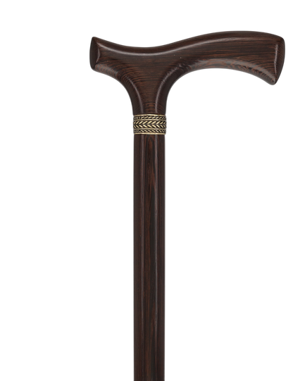 Genuine Wenge Wood Fritz Comfort Handle - Standard Size - Pewter Collar