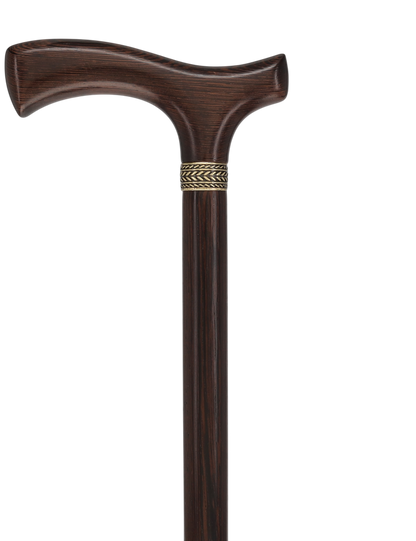 Genuine Wenge Wood Fritz Comfort Handle - Standard Size - Pewter Collar